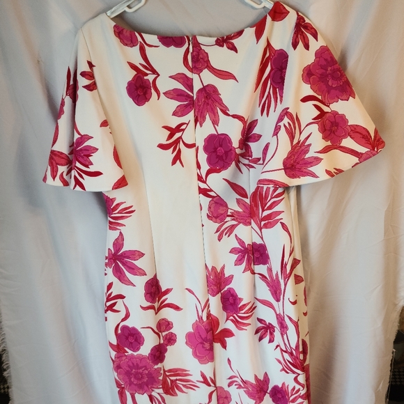 Woman's Dress white with floral size 14 - Picture 3 of 8